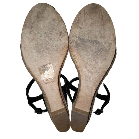 Gucci "Hollie" Black Patent Wedge Sandals Size 38 - Picture 5 of 5